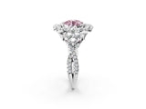 White gold Fancy Pink Round Cut Diamond Halo Ring with Pavé Band and Four-Prong Setting_31