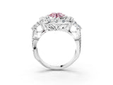 White gold Fancy Pink Round Cut Diamond Halo Ring with Pavé Band and Four-Prong Setting_32