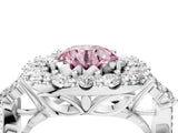 White gold Fancy Pink Round Cut Diamond Halo Ring with Pavé Band and Four-Prong Setting_33