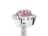 White gold Fancy Pink Round Cut Diamond Halo Ring with Pavé Band and Prong Setting_29