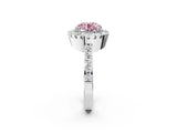 White gold Fancy Pink Round Cut Diamond Halo Ring with Pavé Band and Prong Setting_35