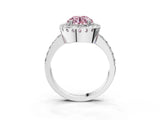 White gold Fancy Pink Round Cut Diamond Halo Ring with Pavé Band and Prong Setting_36