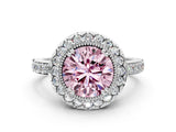 White gold Fancy Pink Round Cut Diamond Halo Ring with Pavé Band and Prong Setting_36
