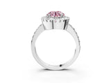 White gold Fancy Pink Round Cut Diamond Halo Ring with Pavé Band and Prong Setting_39
