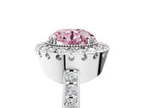 White gold Fancy Pink Round Cut Diamond Halo Ring with Pavé Band and Prong Setting_41