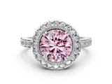 White gold Fancy Pink Round Cut Diamond Halo Ring with Pavé Band and Prong Setting_60