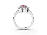 White gold Fancy Pink Round Cut Diamond Halo Ring with Pavé Band and Prong Setting_63