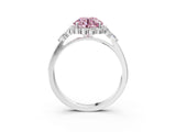 White gold Fancy Pink Round Cut Diamond Halo Ring with Pear Side Stones and Prong Setting_44