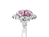 White gold Fancy Pink Round Cut Diamond Halo Ring with Pear Side Stones and Prong Setting_46