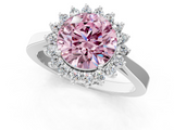 White gold Fancy Pink Round  Cut Diamond Halo Ring with Round Brilliant Halo and Solitaire Band_1