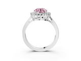 White gold Fancy Pink Round  Cut Diamond Halo Ring with Round Brilliant Halo and Solitaire Band_3