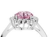 White gold Fancy Pink Round  Cut Diamond Halo Ring with Round Brilliant Halo and Solitaire Band_4