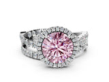 White gold Fancy Pink Round Cut Diamond Halo Ring with Round Split Shank and Prong Setting_32