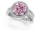 White gold Fancy Pink Round Cut Diamond Halo Ring with Round Split Shank and Prong Setting_33