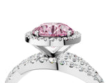White gold Fancy Pink Round Cut Diamond Halo Ring with Round Split Shank and Prong Setting_36