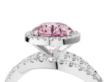 White gold Fancy Pink Round Cut Diamond Halo Ring with Round Split Shank and Prong Setting_73