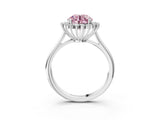 White gold Fancy Pink Round  Cut Diamond Halo Ring with Solitaire Band and Prong Setting_32