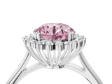 White gold Fancy Pink Round  Cut Diamond Halo Ring with Solitaire Band and Prong Setting_33