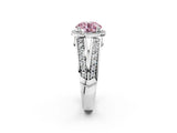 White gold Fancy Pink Round Cut Diamond Halo Ring with Split Shank Pavé Band and Four-Prong Setting_14