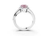 White gold Fancy Pink Round Cut Diamond Halo Ring with Split Shank Pavé Band and Four-Prong Setting_15