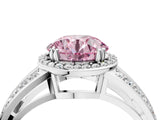 White gold Fancy Pink Round Cut Diamond Halo Ring with Split Shank Pavé Band and Four-Prong Setting_16