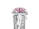 White gold Fancy Pink Round Cut Diamond Halo Ring with Split Shank Pavé Band and Four-Prong Setting_17