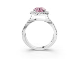 White gold Fancy Pink Round Cut Diamond Halo Ring with Split Shank Pavé Band and Prong Setting_20