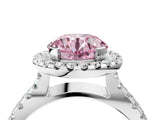 White gold Fancy Pink Round Cut Diamond Halo Ring with Split Shank Pavé Band and Prong Setting_21