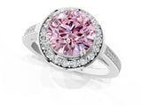 White gold Fancy Pink Round Cut Diamond Halo Ring with Split Shank and Four-Prong Setting_19