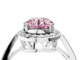 White gold Fancy Pink Round Cut Diamond Halo Ring with Split Shank and Four-Prong Setting_22