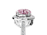 White gold Fancy Pink Round Cut Diamond Halo Ring with Split Shank and Four-Prong Setting_23