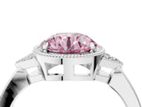 White gold Fancy Pink Round Cut Diamond Halo Ring with Tapered Band and Four-Prong Setting_28