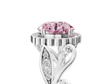 White gold Fancy Pink Round Cut Diamond Halo Ring with Vintage Split Shank and Four-Prong Setting_70