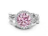 White gold Fancy Pink Round Cut Diamond Halo Ring with Vintage Split Shank and Four-Prong Setting_77