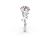 White gold Fancy Pink Round Cut Diamond Halo Ring with Vintage Split Shank and Four-Prong Setting_79
