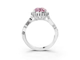 White gold Fancy Pink Round Cut Diamond Halo Ring with Vintage Split Shank and Four-Prong Setting_91