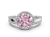 White gold Fancy Pink Round Cut Diamond Halo Split Shank Engagement Ring_51