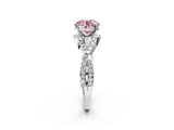 White gold Fancy Pink Round Cut Diamond  Halo Twist Band Solitaire Prong Setting Ring_14
