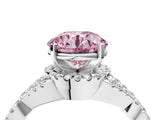 White gold Fancy Pink Round Cut Diamond  Halo Twist Band Solitaire Prong Setting Ring_16