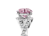 White gold Fancy Pink Round Cut Diamond  Halo Twist Band Solitaire Prong Setting Ring_17
