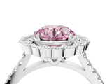 White gold Fancy Pink Round  Cut Diamond Milgrain Floral Halo Engagement Ring with Pavé Band_37