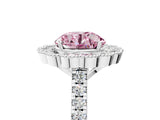 White gold Fancy Pink Round  Cut Diamond Milgrain Floral Halo Engagement Ring with Pavé Band_38
