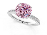 White gold Fancy Pink Round  Cut Diamond Pavé Band Ring with Four-Prong Setting_1