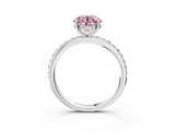 White gold Fancy Pink Round  Cut Diamond Pavé Band Ring with Four-Prong Setting_3