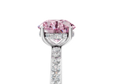 White gold Fancy Pink Round  Cut Diamond Pavé Band Ring with Four-Prong Setting_5