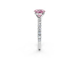 White gold Fancy Pink Round Cut Diamond Pavé Band Solitaire Ring with Prong Setting_31