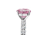 White gold Fancy Pink Round Cut Diamond Pavé Band Solitaire Ring with Prong Setting_34