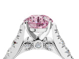 White gold Fancy Pink Round  Cut Diamond Pavé Band Solitaire with Four-Prong Setting_19