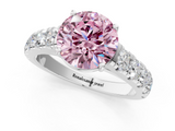 White gold Fancy Pink Round  Cut Diamond Pavé Band Solitaire with Four-Prong Setting_4