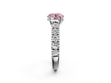 White gold Fancy Pink Round  Cut Diamond Pavé Band Solitaire with Four-Prong Setting_5